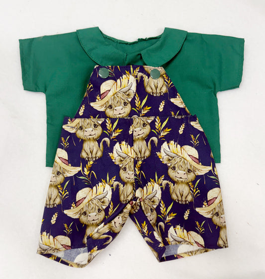 Highland Cow Shortie Overalls