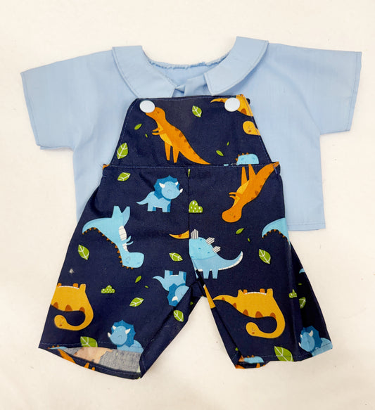 Navy Dinosaurs Shortie Overalls