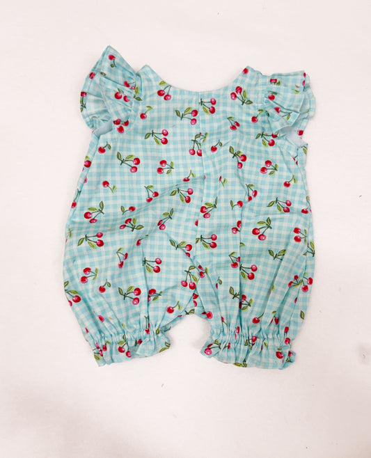 Cherry Gingham Flutter Romper