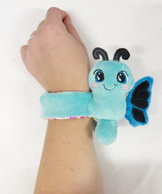 Teal Butterfly Slap Band Bracelet