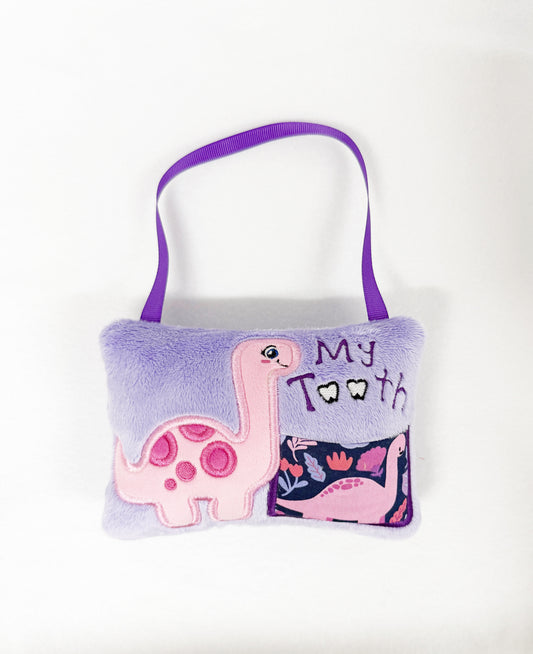 Small Purple Dinosaur Tooth Fairy Pillow