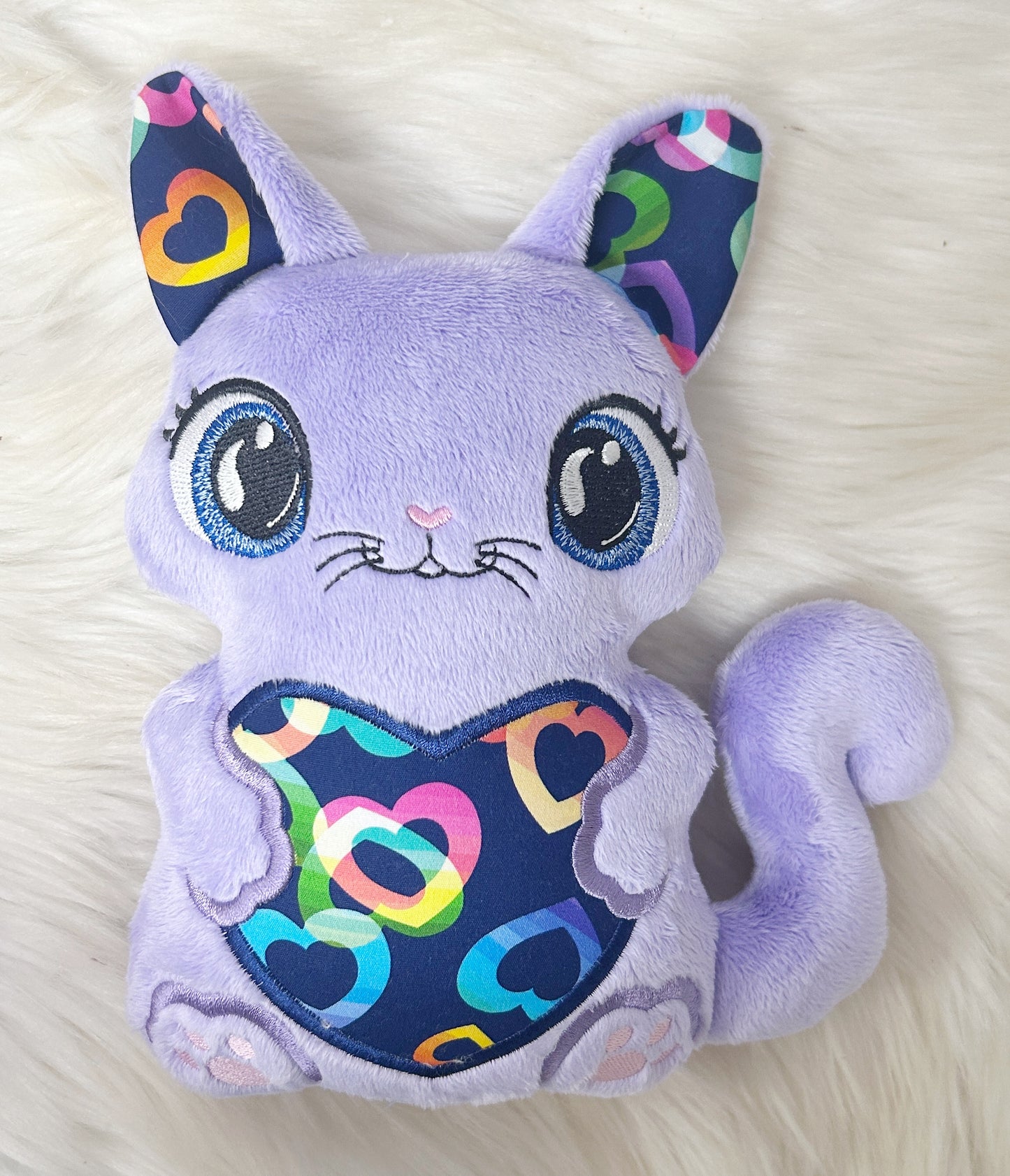 Large Purple Heart Kitty Stuffie