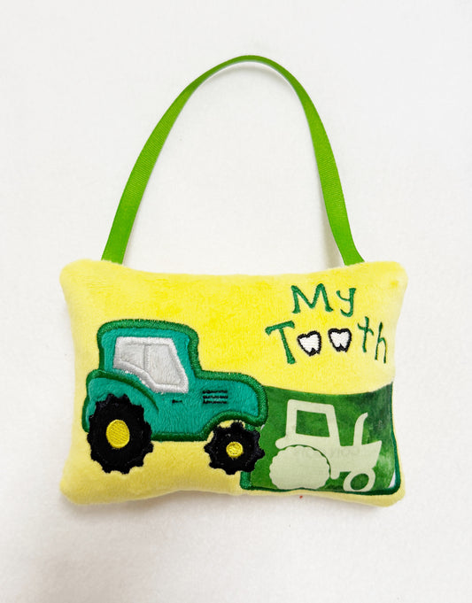 Small Green Tractor Tooth Fairy Pillow