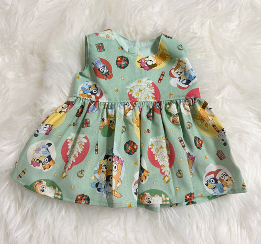 Mint Bluey Christmas Dress
