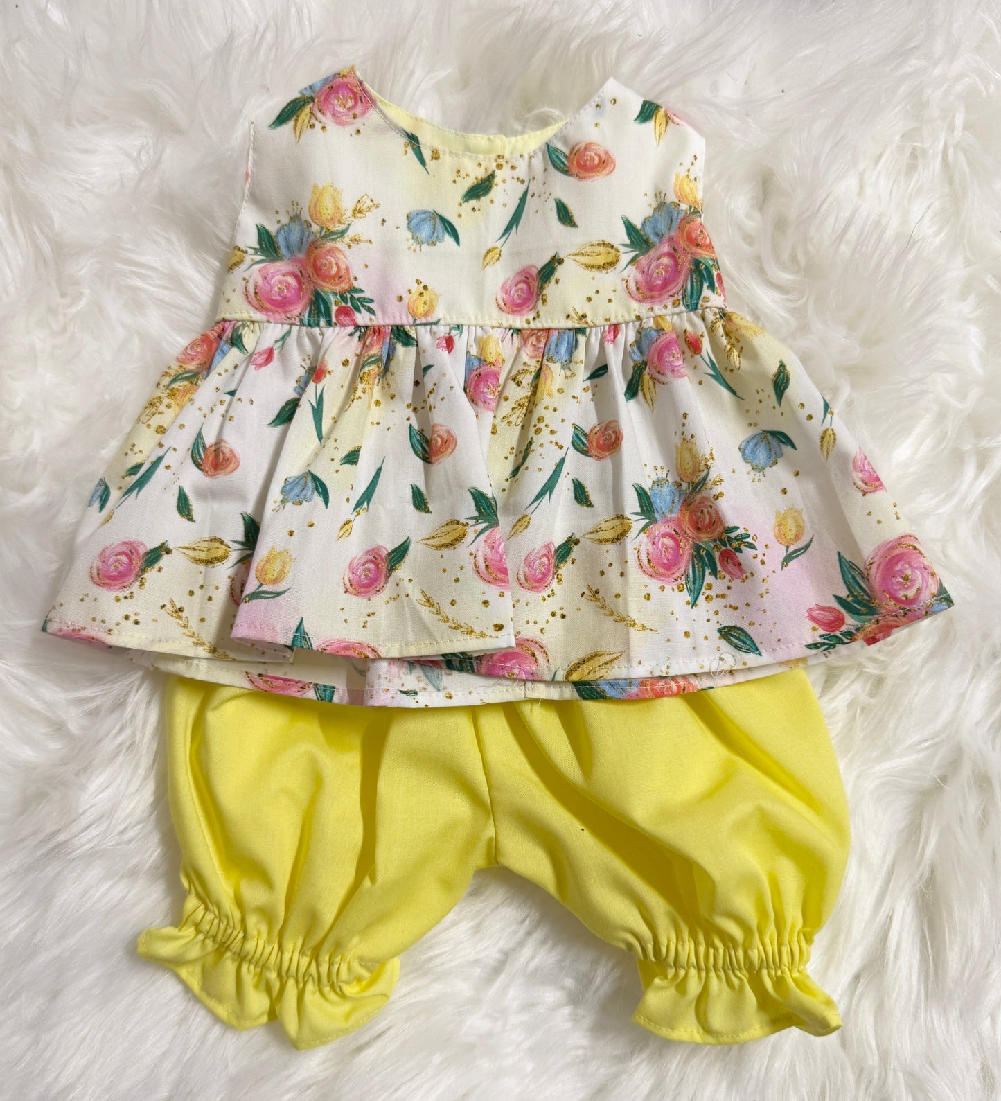 Lemon Floral Top and Bloomer Set