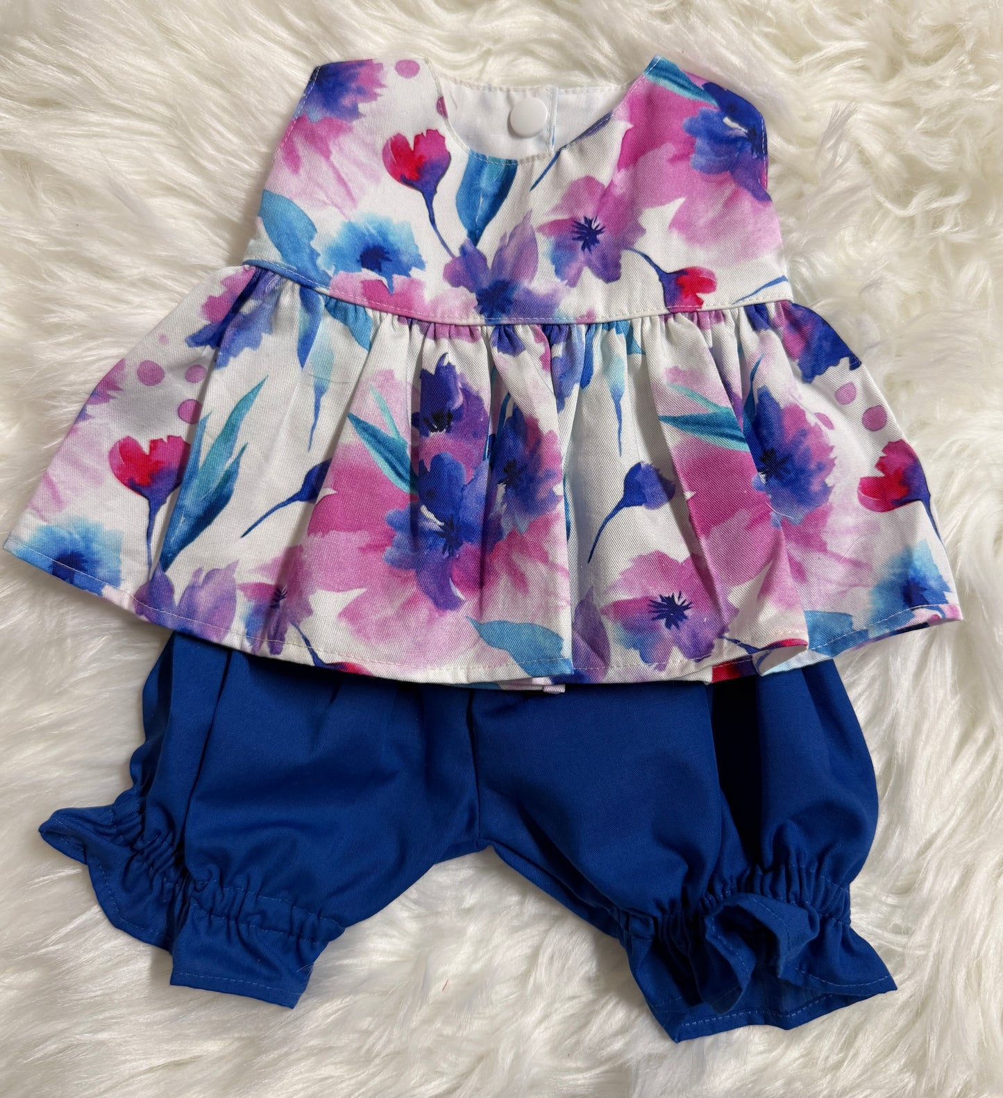 Dark Purple Floral Top and Bloomer Set