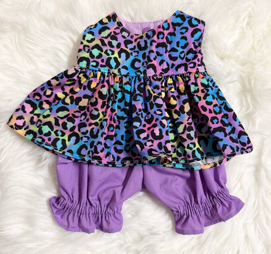 Purple Leopard Top and Bloomer Set