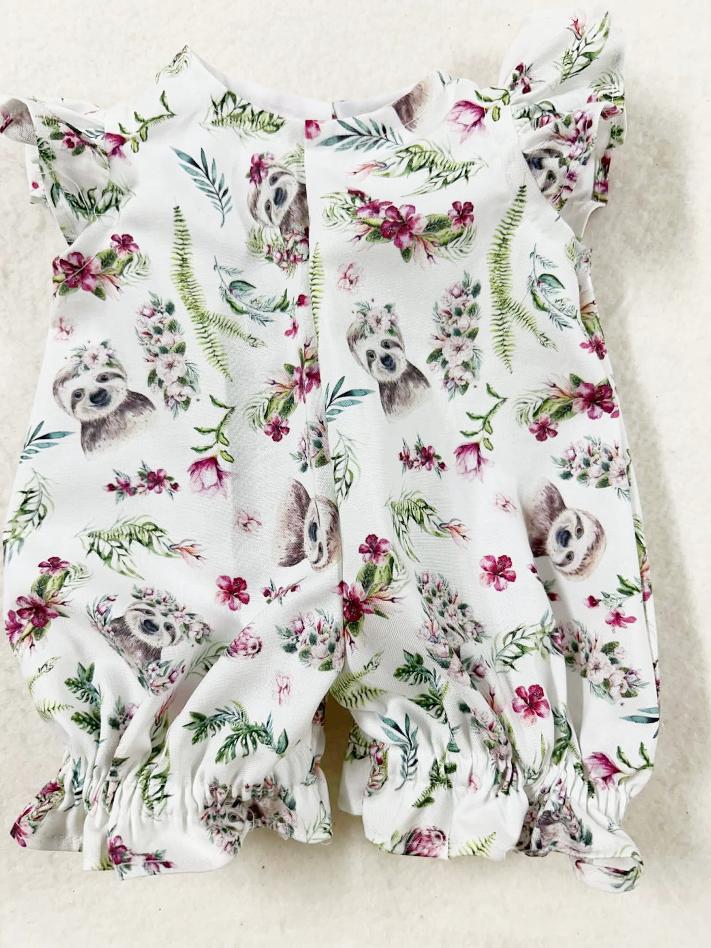 Floral Sloth Flutter Romper