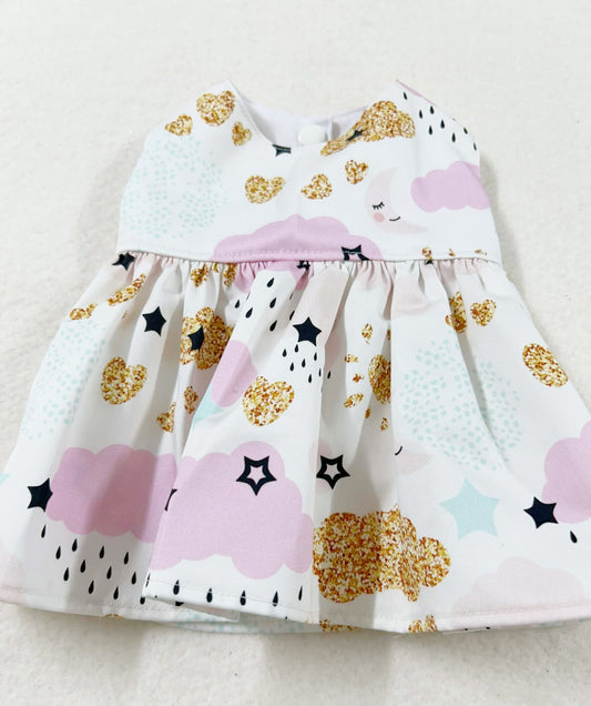 White Glitter Clouds Dress