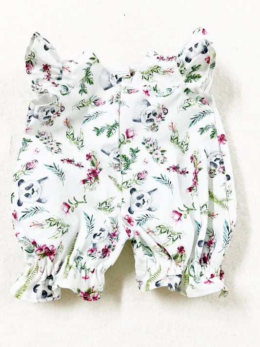 Floral Pandas Flutter Romper