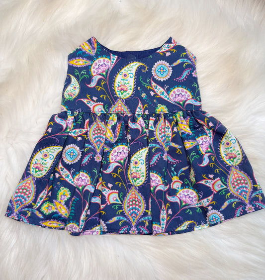 Navy Paisley Dress
