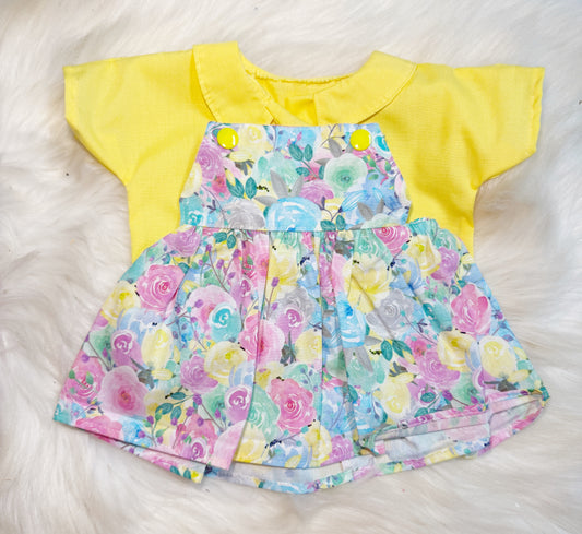 Pastel Floral with Yellow Shirt Pinafore