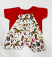 Red/White Western Shortie Overalls
