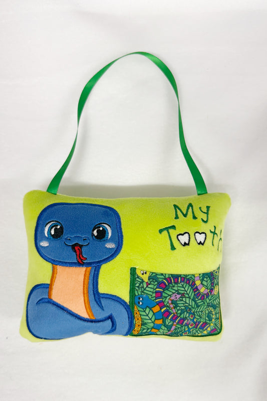 Large Green Snake Tooth Fairy Pillow