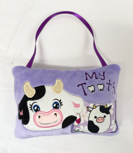 Large Purple Cow Tooth Fairy Pillow