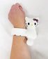 Pink Bow White Kitty Slap Band Bracelet