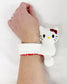 Red Bow White Kitty Slap Band Bracelet