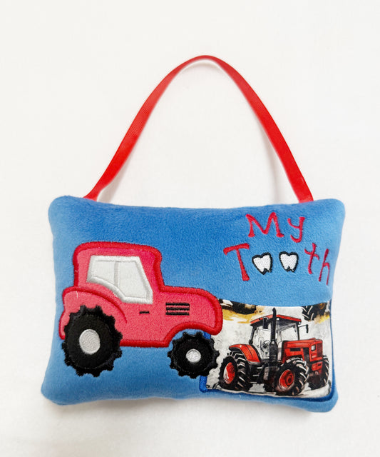 Large Red Tractor Tooth Fairy Pillow