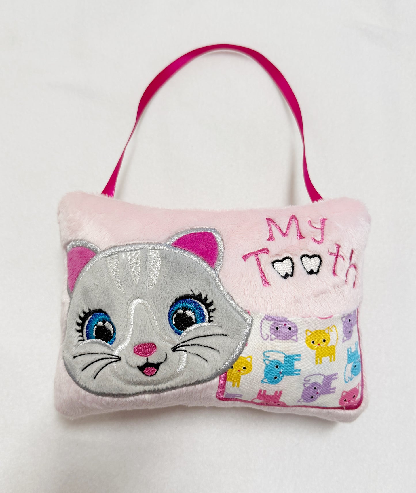 Large Pink Cat Tooth Fairy Pillow