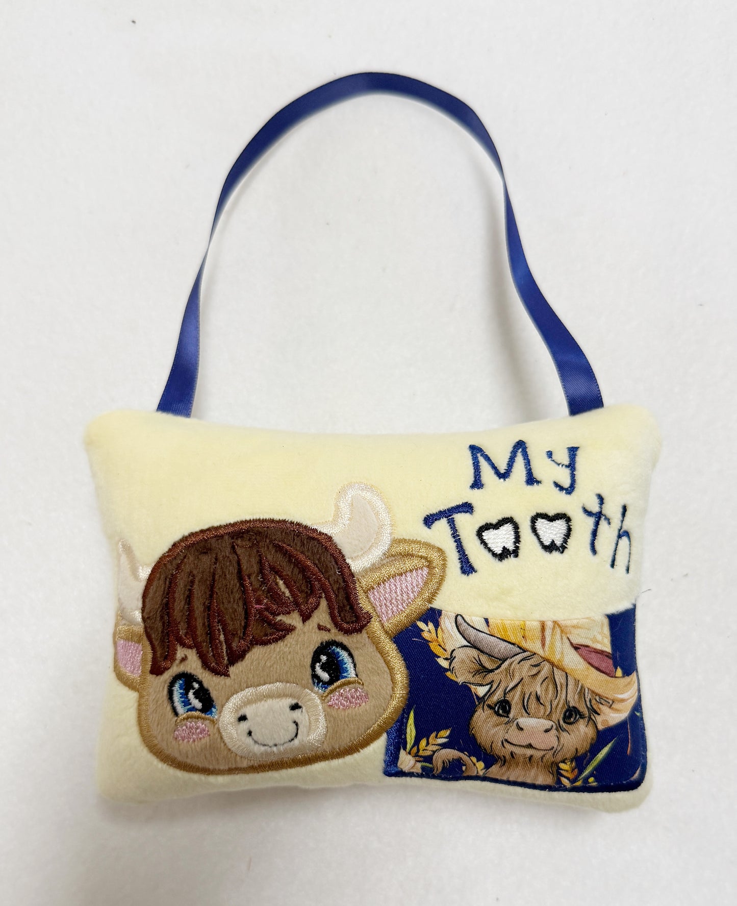 Small Lemon Highland Cow Tooth Fairy Pillow