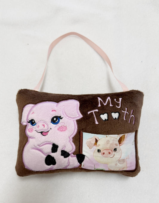 Large Pink Pig Tooth Fairy Pillow
