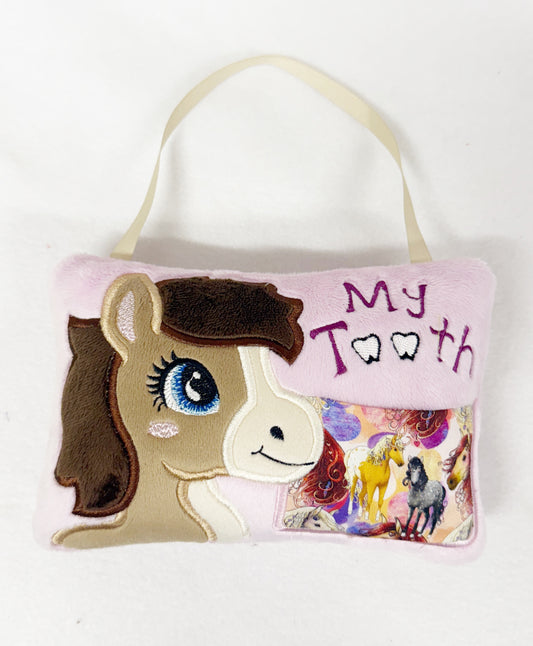 Large Pink Horse Tooth Fairy Pillow