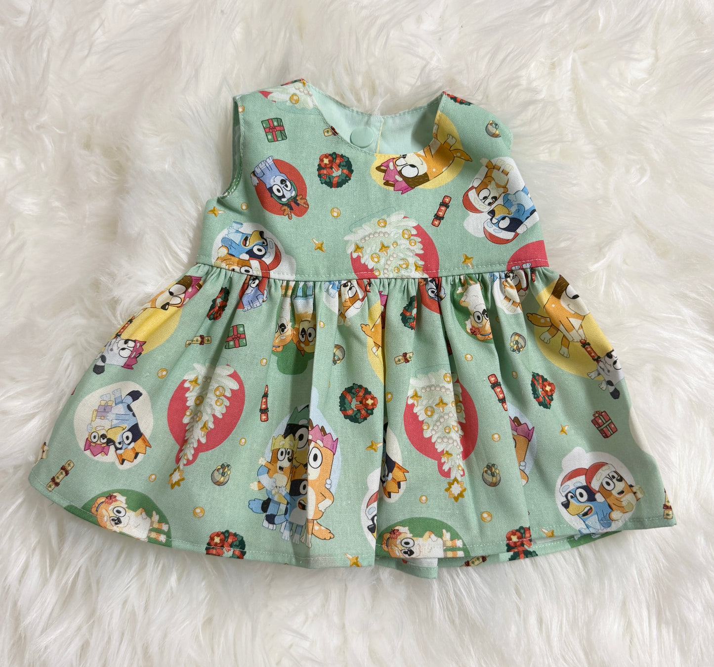 Mint Bluey Christmas Dress