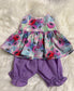 Purple Floral Top and Bloomer Set