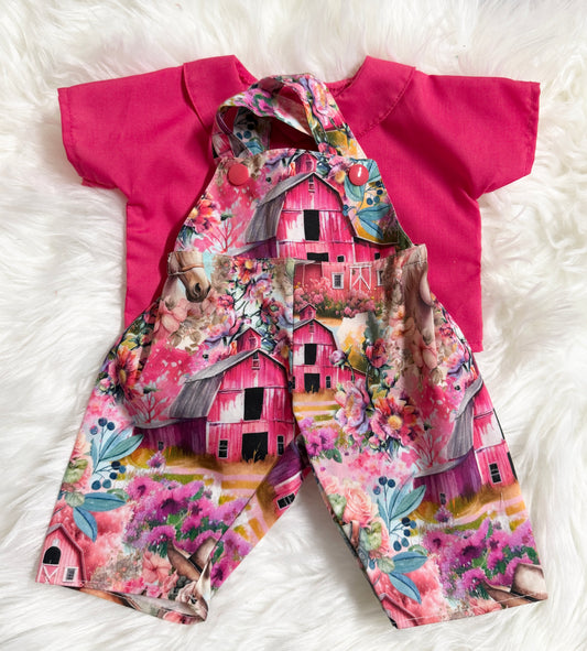 Pink Farm Barn Overalls