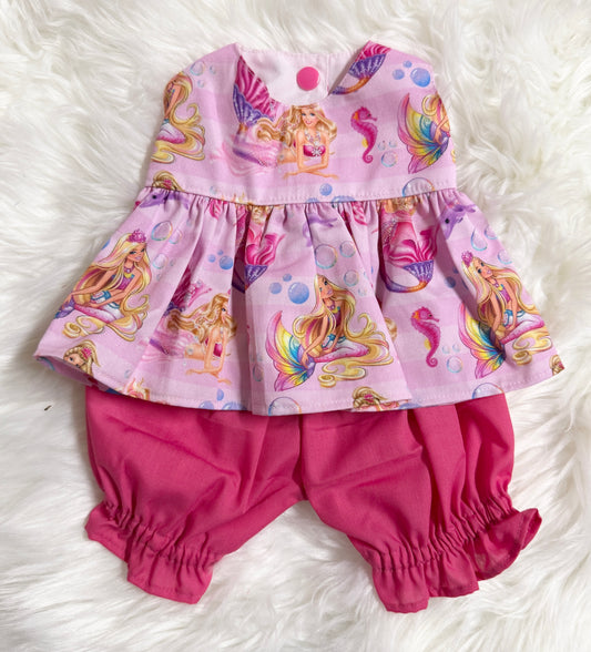 Pink Mermaids Top and Bloomer Set
