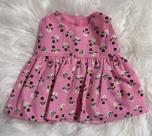 Pink Snowmen Christmas Dress