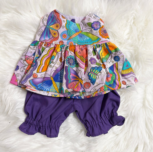 Purple Butterflies Top and Bloomer Set
