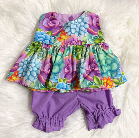 Purple Succulents Top and Bloomer Set