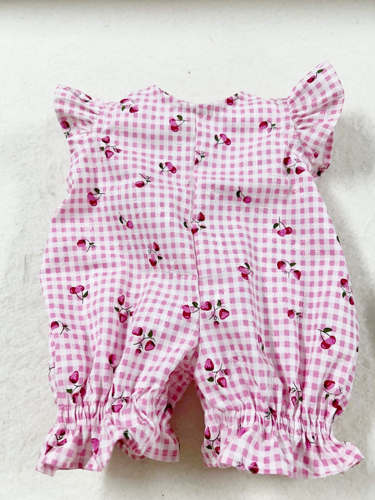Cherry Gingham Flutter Romper
