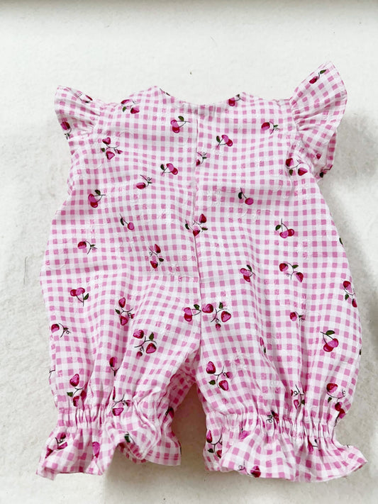 Cherry Gingham Flutter Romper