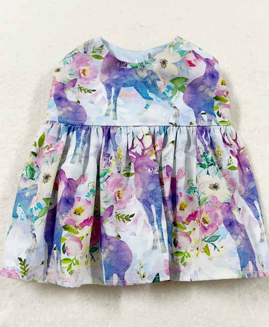 Pink Purple Woodland Deers Dress