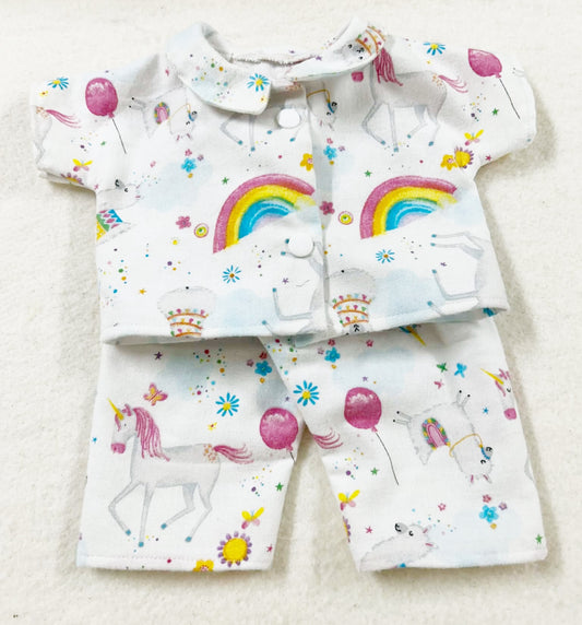 White Unicorns Rainbows Pajamas